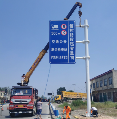 常德双悬臂标志杆、交通标志杆制作、门架立柱加工厂家